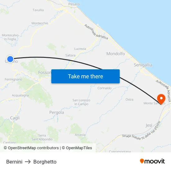 Bernini to Borghetto map