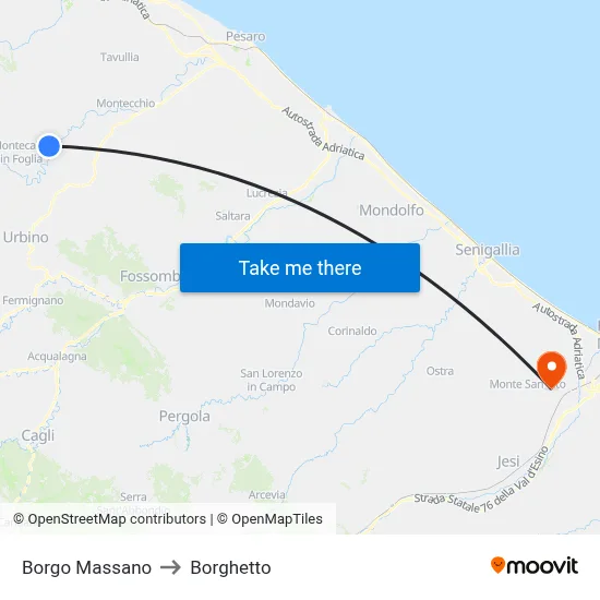 Borgo Massano to Borghetto map