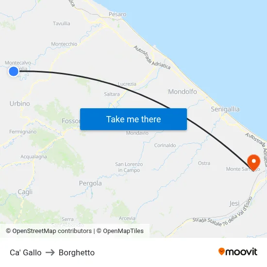 Ca' Gallo to Borghetto map