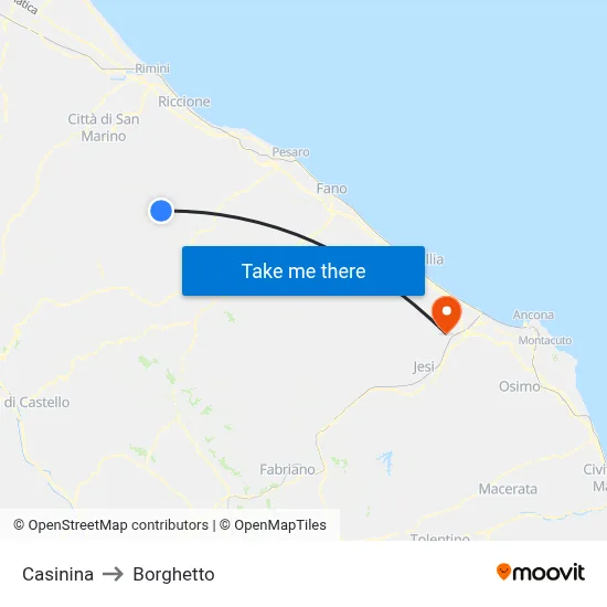 Casinina to Borghetto map