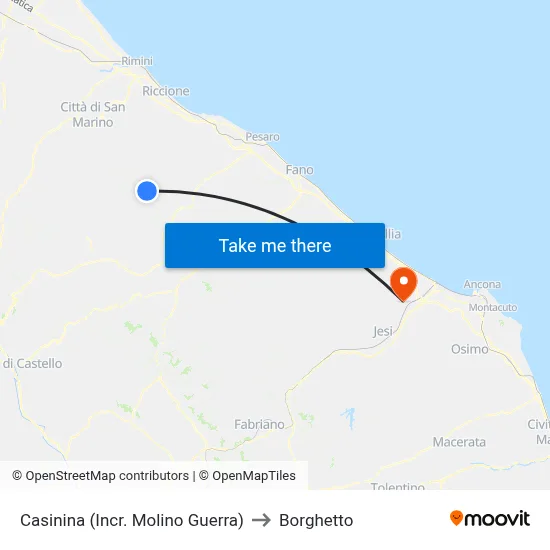Casinina (Molino Guerra Junction) to Borghetto map