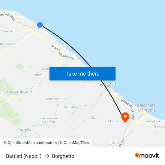 Battisti (Naples) to Borghetto map