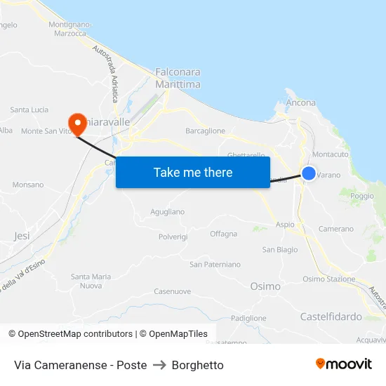 Cameranense Street - Post Office to Borghetto map