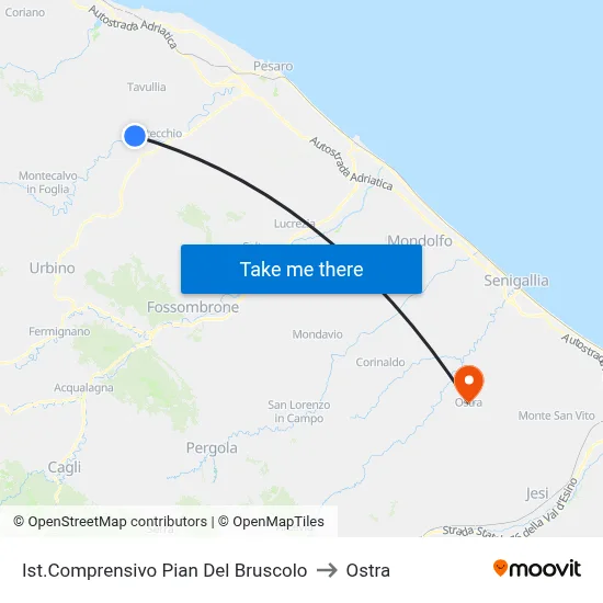 Comprehensive Institute Pian Del Bruscolo to Ostra map