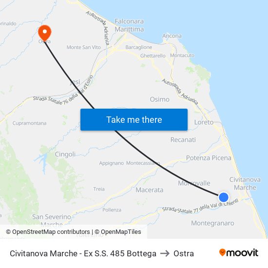 Civitanova Marche - Ex S.S. 485 Bottega to Ostra map