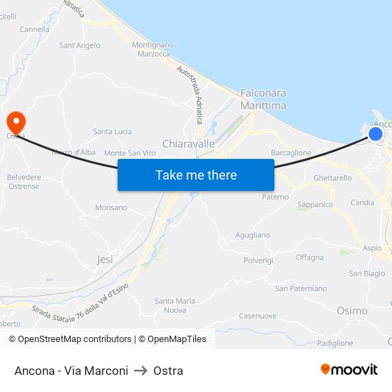 Ancona - Via Marconi to Ostra map