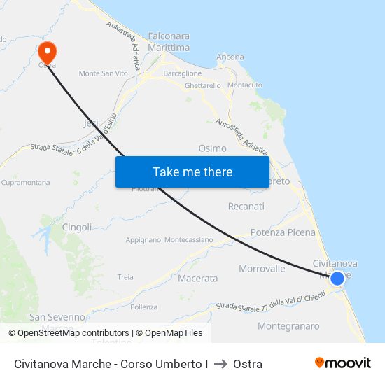 Civitanova Marche - Corso Umberto I to Ostra map