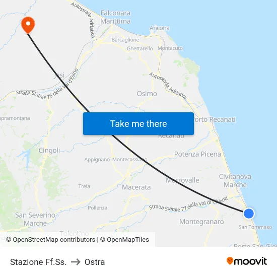 Railway Station to Ostra map