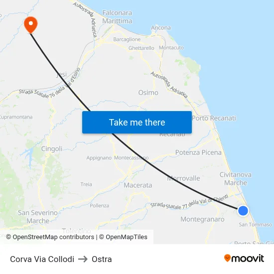 Corva Via Collodi to Ostra map