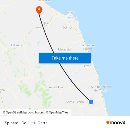 Spinetoli-Colli to Ostra map