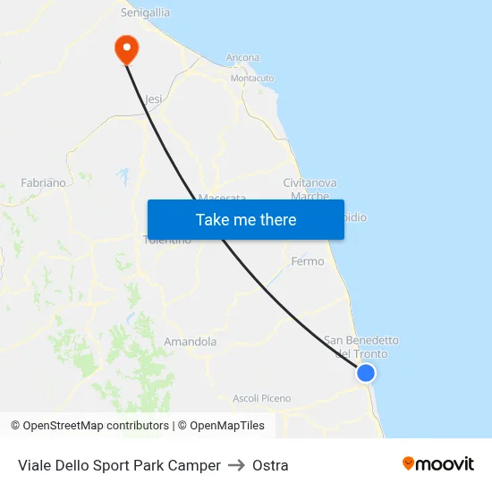 Sports Avenue Camper Park to Ostra map