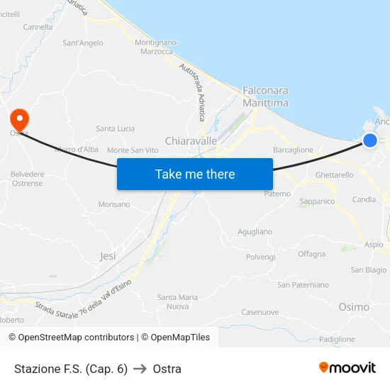 Train Station (Cap. 6) to Ostra map
