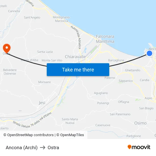Ancona (Arches) to Ostra map
