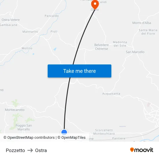Pozzetto to Ostra map