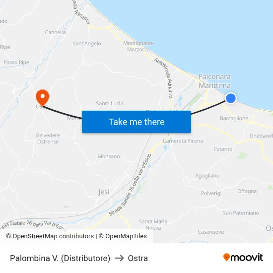 Palombina V. (Gas Station) to Ostra map