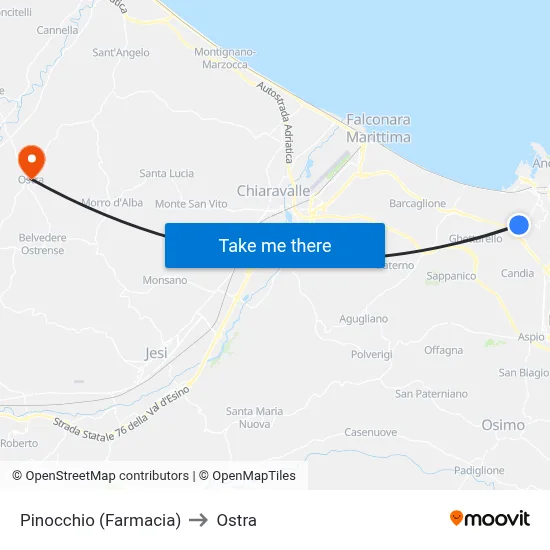 Pinocchio (Pharmacy) to Ostra map