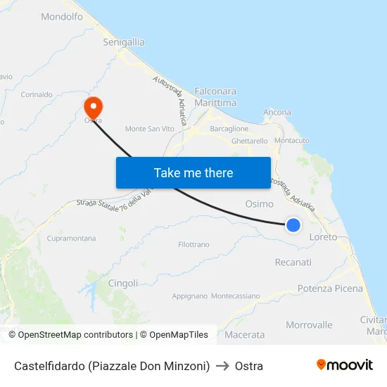 Castelfidardo (Piazzale Don Minzoni) to Ostra map