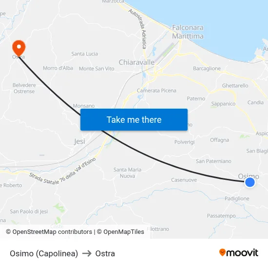 Osimo (Terminal) to Ostra map