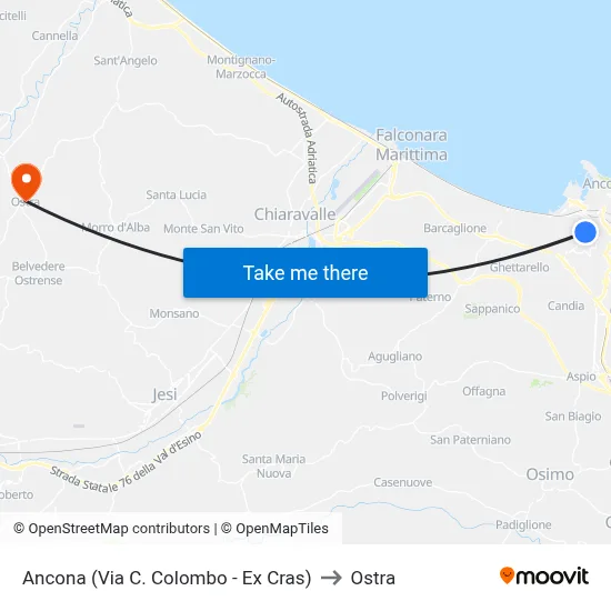 Ancona (C. Colombo Street - Ex Cras) to Ostra map