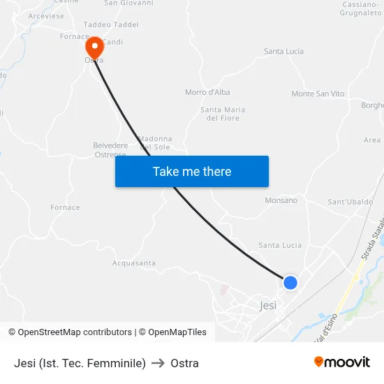 Jesi (Technical Institute for Women) to Ostra map