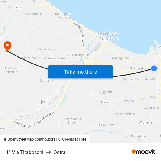 1st Tiraboschi Street to Ostra map