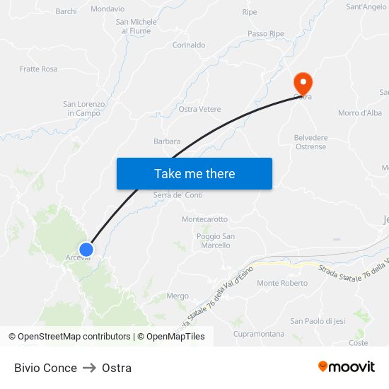 Bivio Conce to Ostra map