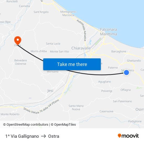 1^ Via Gallignano to Ostra map