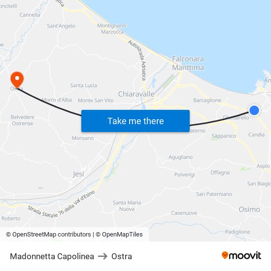 Madonnetta  Capolinea to Ostra map