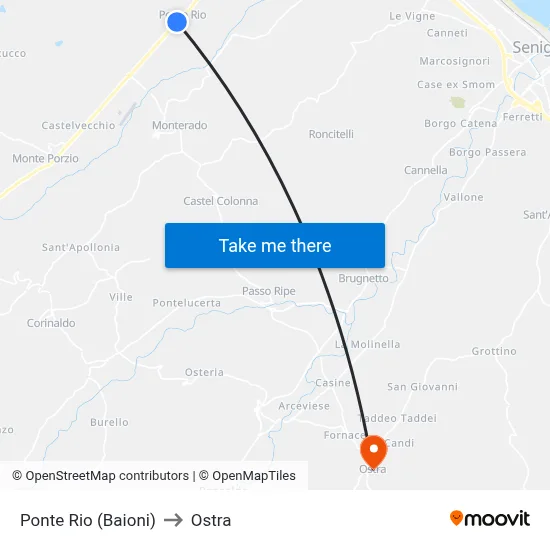 Ponte Rio (Baioni) to Ostra map