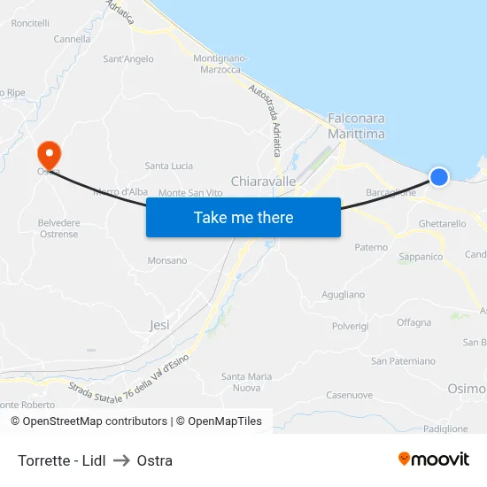 Torrette - Lidl to Ostra map