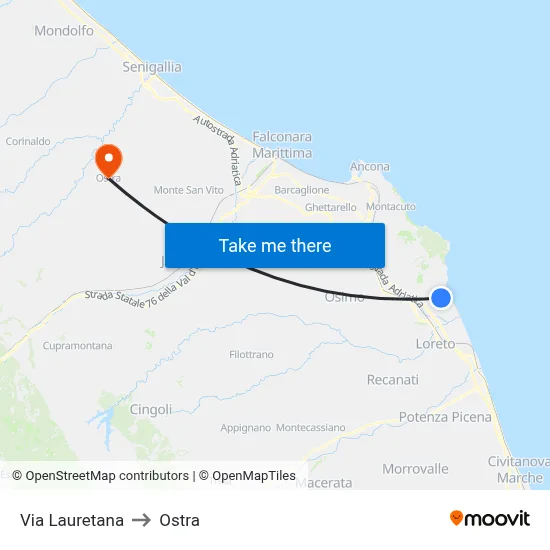 Lauretana Street to Ostra map