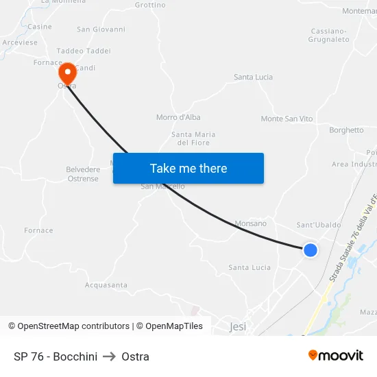 Provincial Road 76 - Bocchini to Ostra map