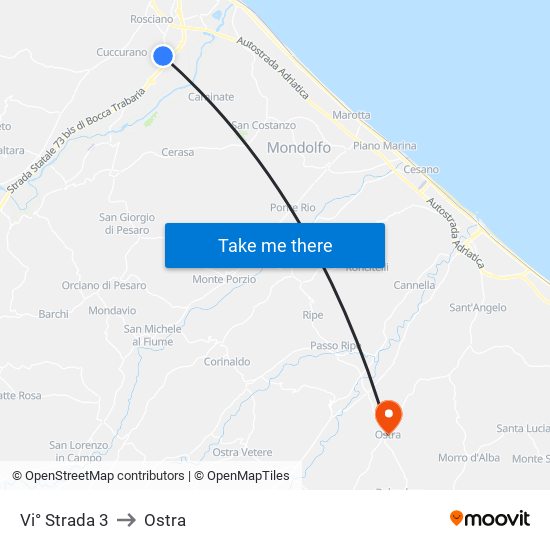 Vi° Strada 3 to Ostra map