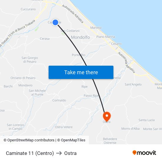 Caminate 11 (Centro) to Ostra map