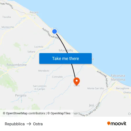 Republic to Ostra map