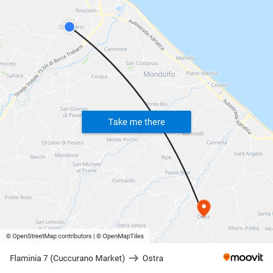 Flaminia 7 (Cuccurano Market) to Ostra map