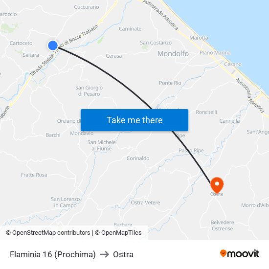 Flaminia 16 (Prochima) to Ostra map