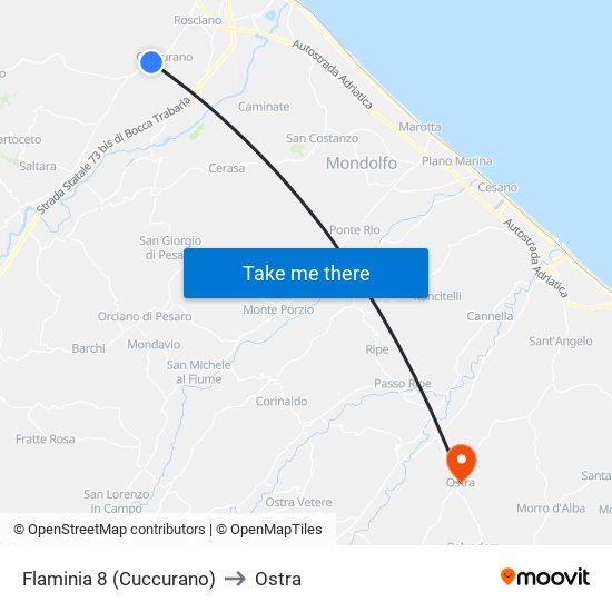 Flaminia 8 (Cuccurano) to Ostra map