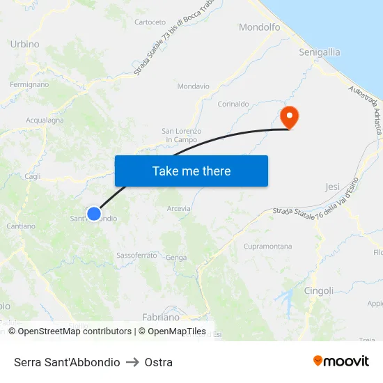 Serra Sant'Abbondio to Ostra map