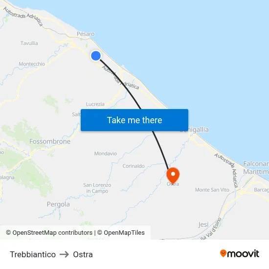 Trebbiantico to Ostra map