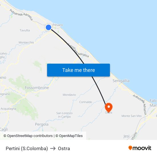 Pertini (S.Colomba) to Ostra map
