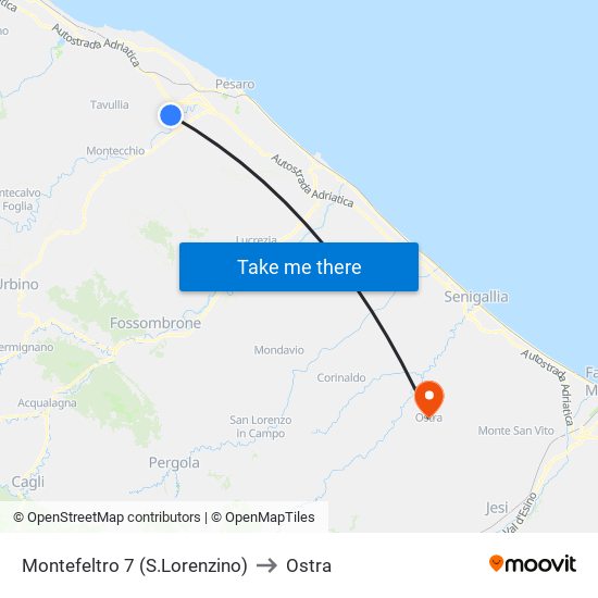Montefeltro 7 (S.Lorenzino) to Ostra map