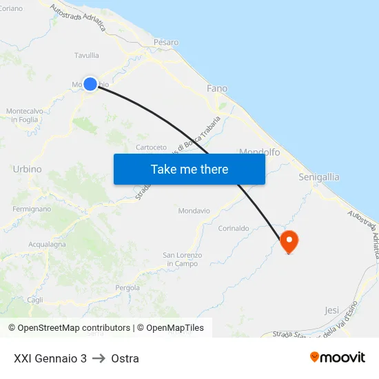 XXI January 3 to Ostra map