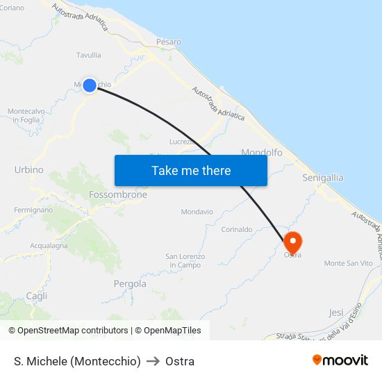 S. Michele (Montecchio) to Ostra map