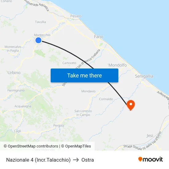 National Road 4 (Talacchio Junction) to Ostra map