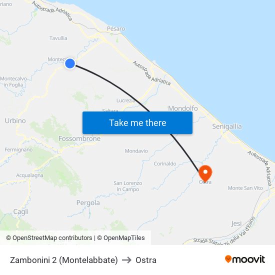 Zambonini 2 (Montelabbate) to Ostra map