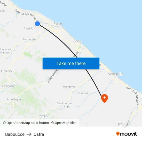 Babbucce to Ostra map