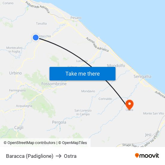 Baracca (Padiglione) to Ostra map