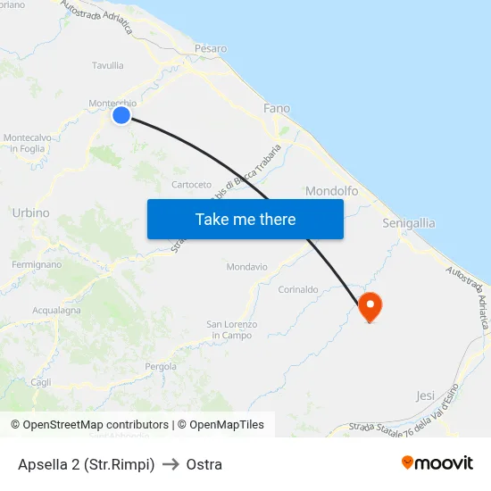 Apsella 2 (Rimpi Road) to Ostra map