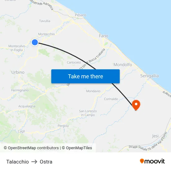Talacchio to Ostra map